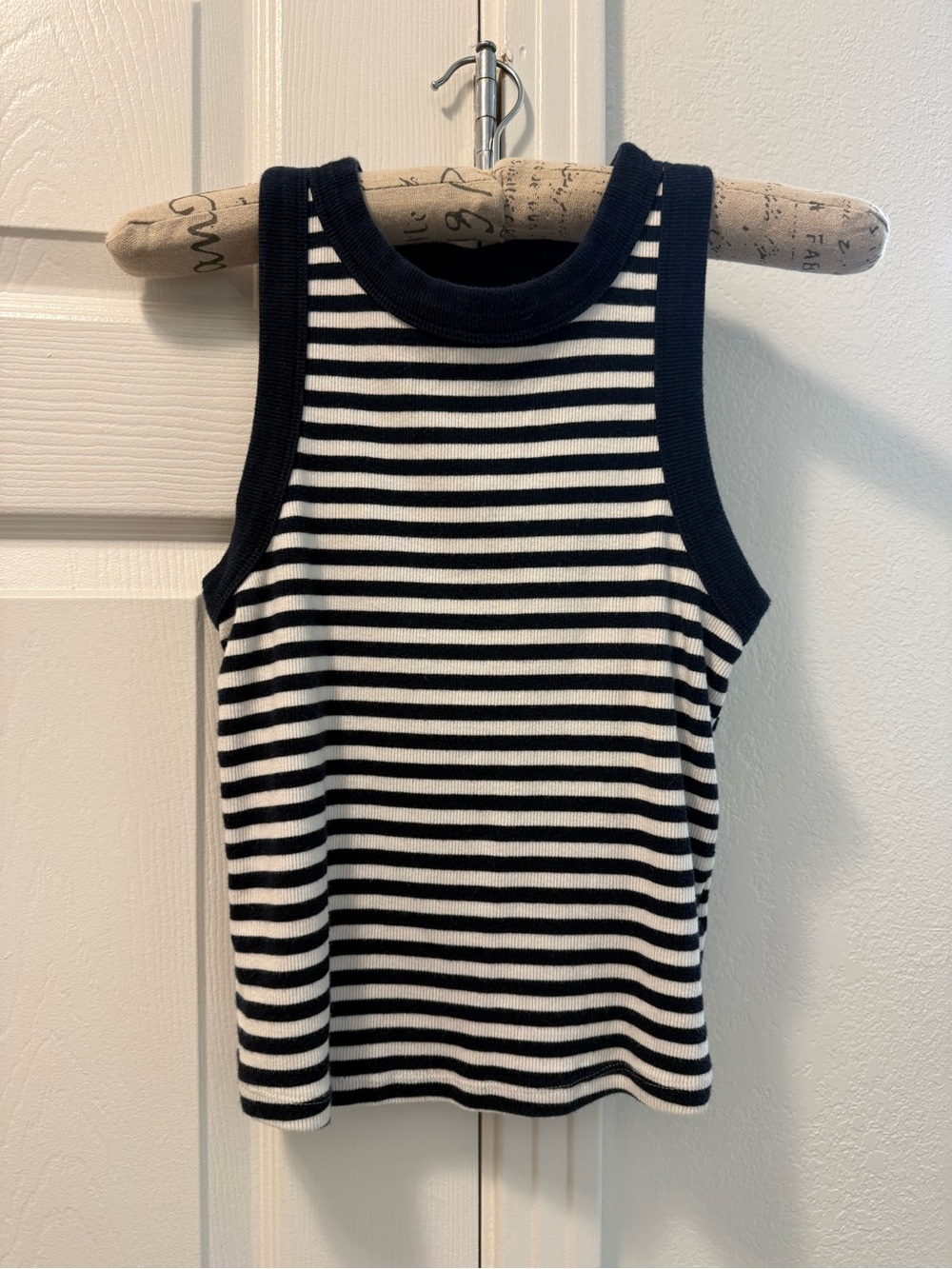 Old Navy Navy and White Striped Ribbed Tank